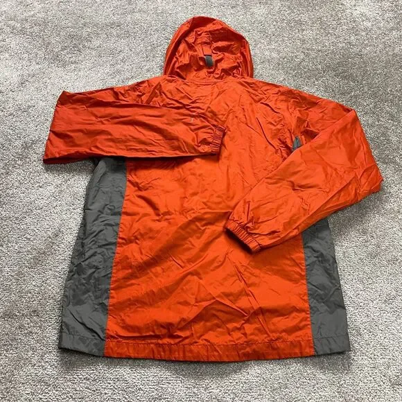 Columbia Omni Shield Windbreaker Jacket Youth 18/20 Orange Gray Hoodie Full Zip